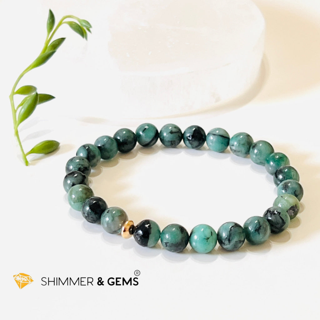 Emerald Healing 8Mm Bracelet With 14K Gold-Filled Bead (Success & Luck) Bracelets