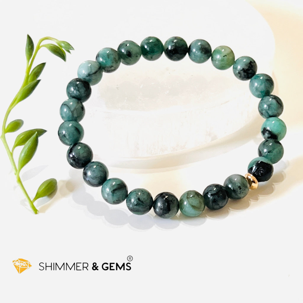Emerald Healing 8Mm Bracelet With 14K Gold-Filled Bead (Success & Luck) Bracelets