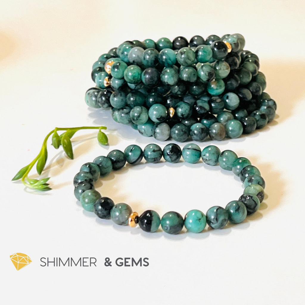 Emerald Healing 8Mm Bracelet With 14K Gold-Filled Bead (Success & Luck) Bracelets