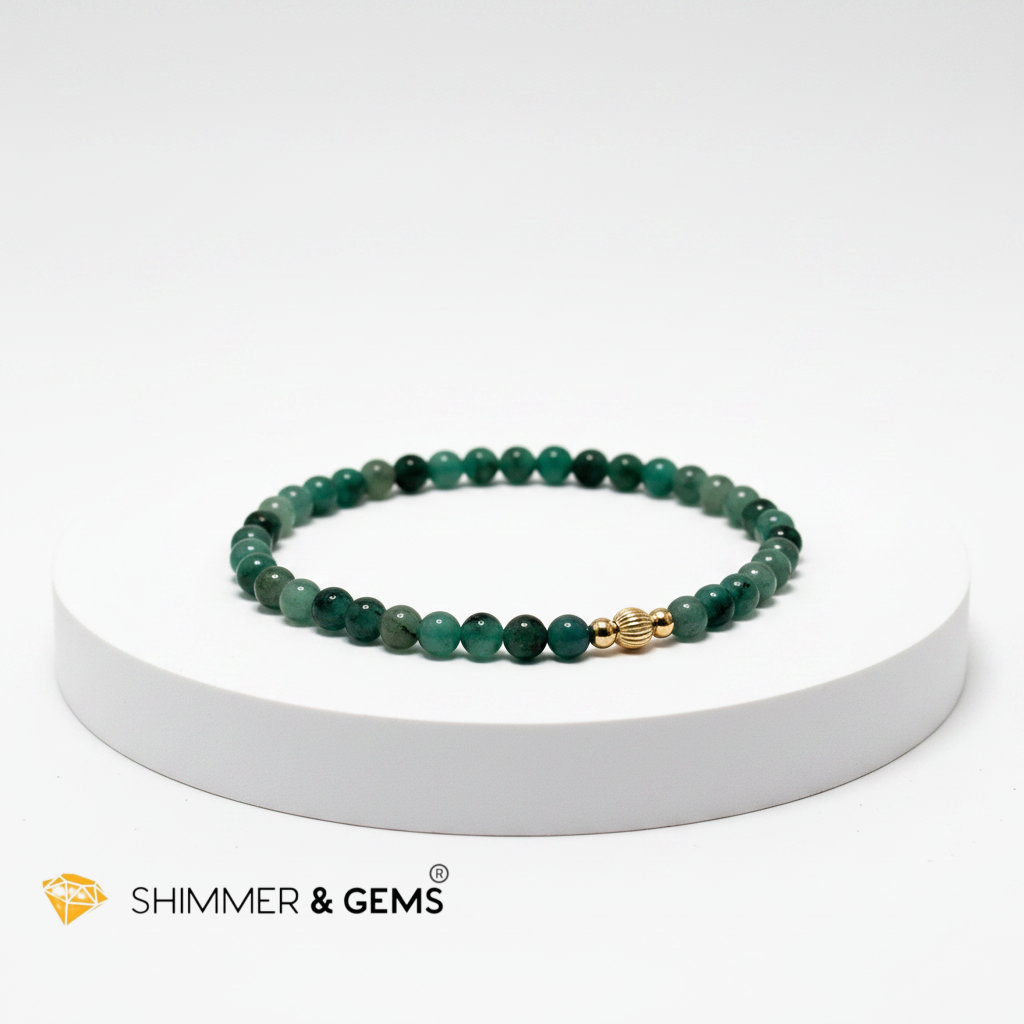 Emerald (Natural) 4mm Bracelet with 14k gold filled (Premium)