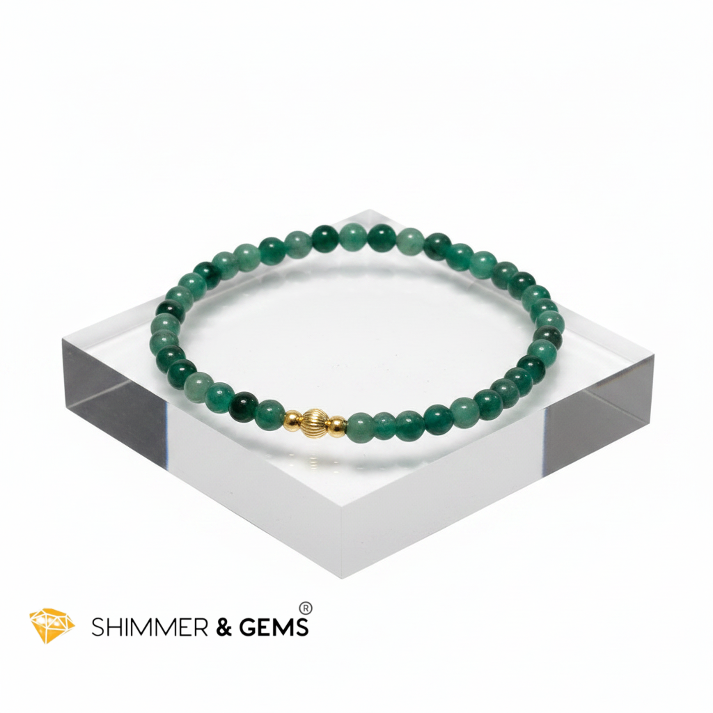 Emerald (Natural) 4mm Bracelet with 14k gold filled (Premium)