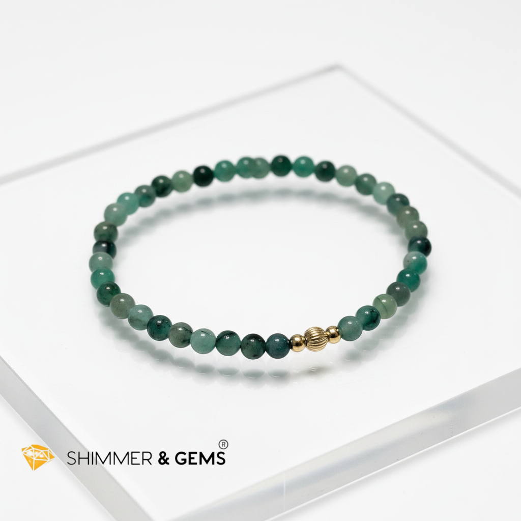 Emerald (Natural) 4mm Bracelet with 14k gold filled (Premium)