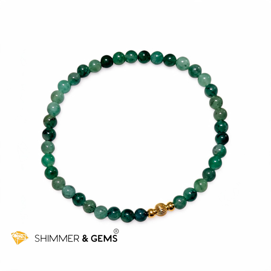 Emerald (Natural) 4mm Bracelet with 14k gold filled (Premium)