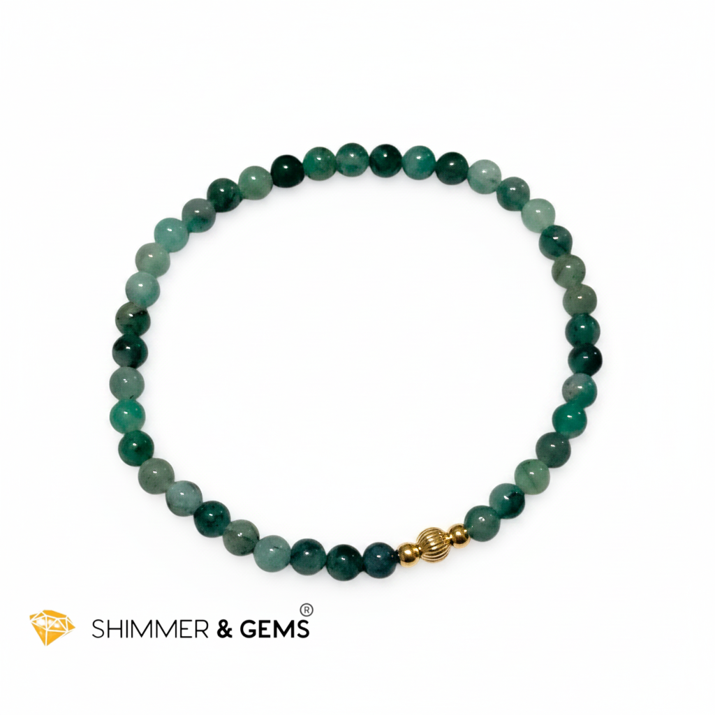 Emerald (Natural) 4mm Bracelet with 14k gold filled (Premium)