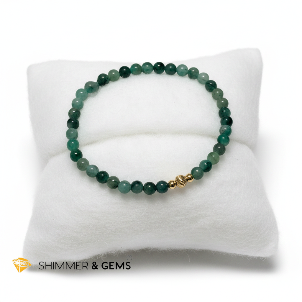 Emerald (Natural) 4mm Bracelet with 14k gold filled (Premium)