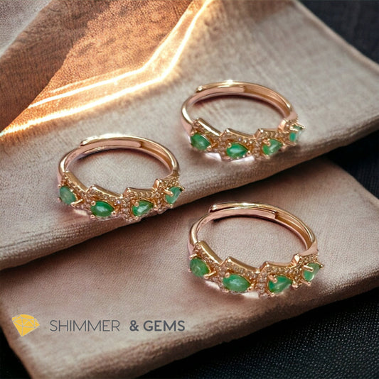 Emerald Rose Gold 925 Silver Ring (Luck)
