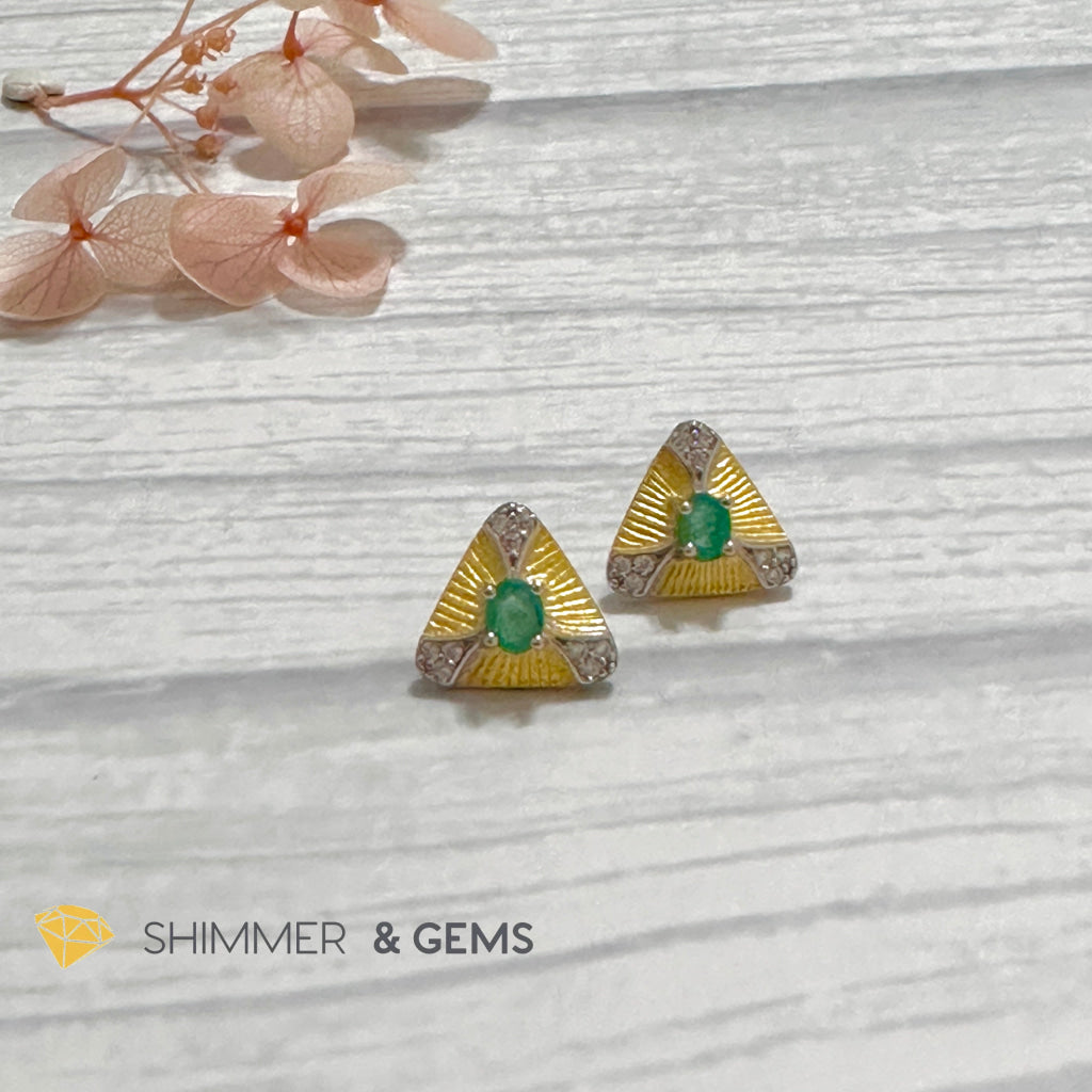 Emerald Triangle 925 Silver Earrings