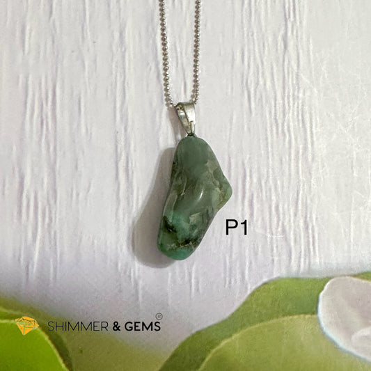 Emerald Tumbled Stainless Steel Pendant (30mm)