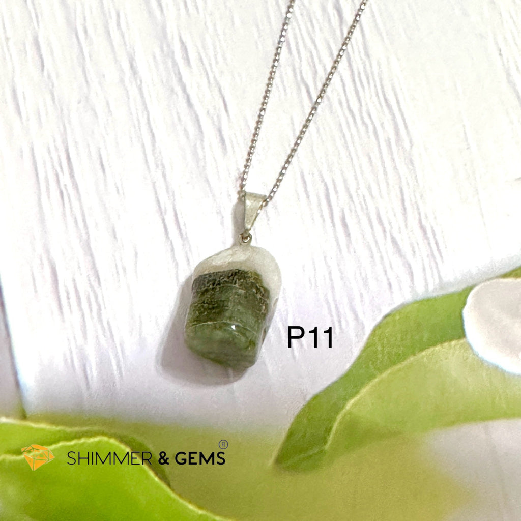 Emerald Tumbled Stainless Steel Pendant (30mm)