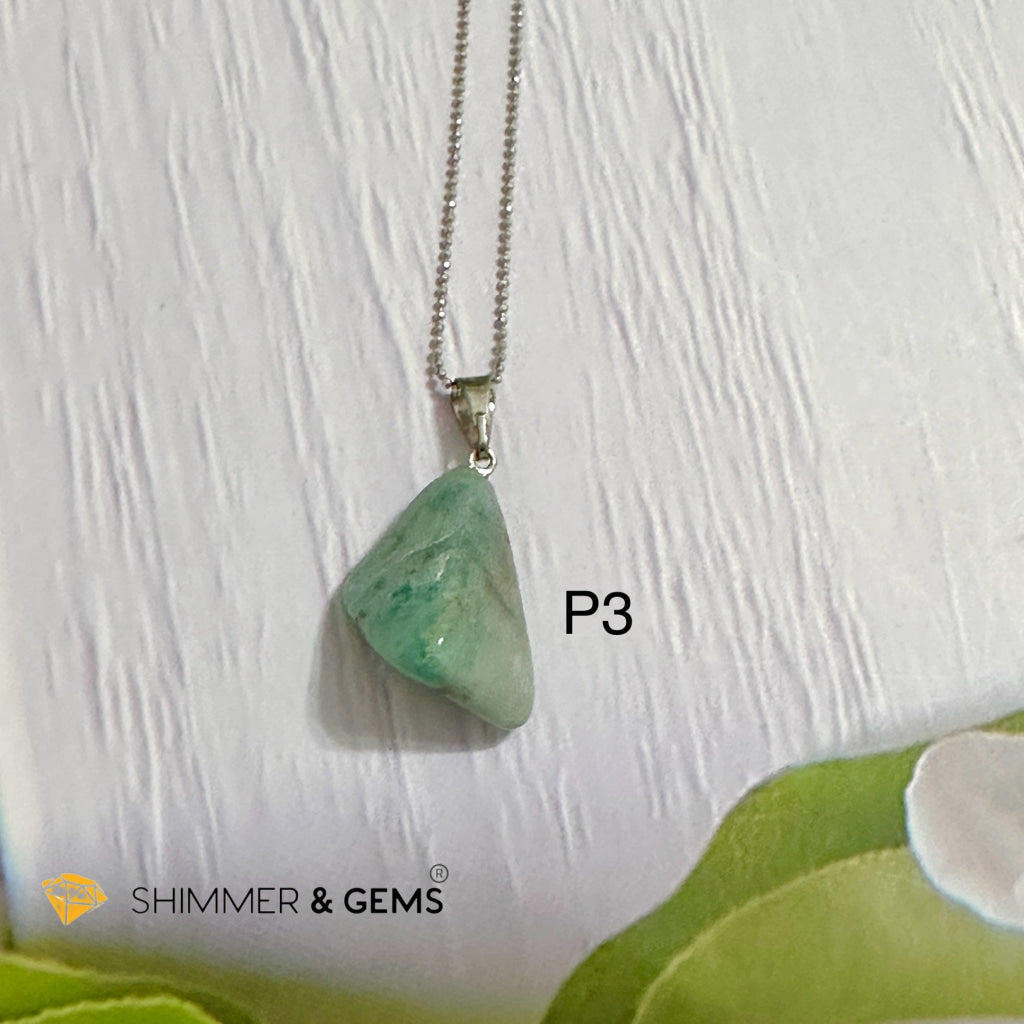 Emerald Tumbled Stainless Steel Pendant (30mm)