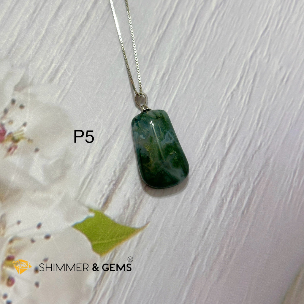 Enhydro Moss Agate Pendant 925 Silver (Rare!)