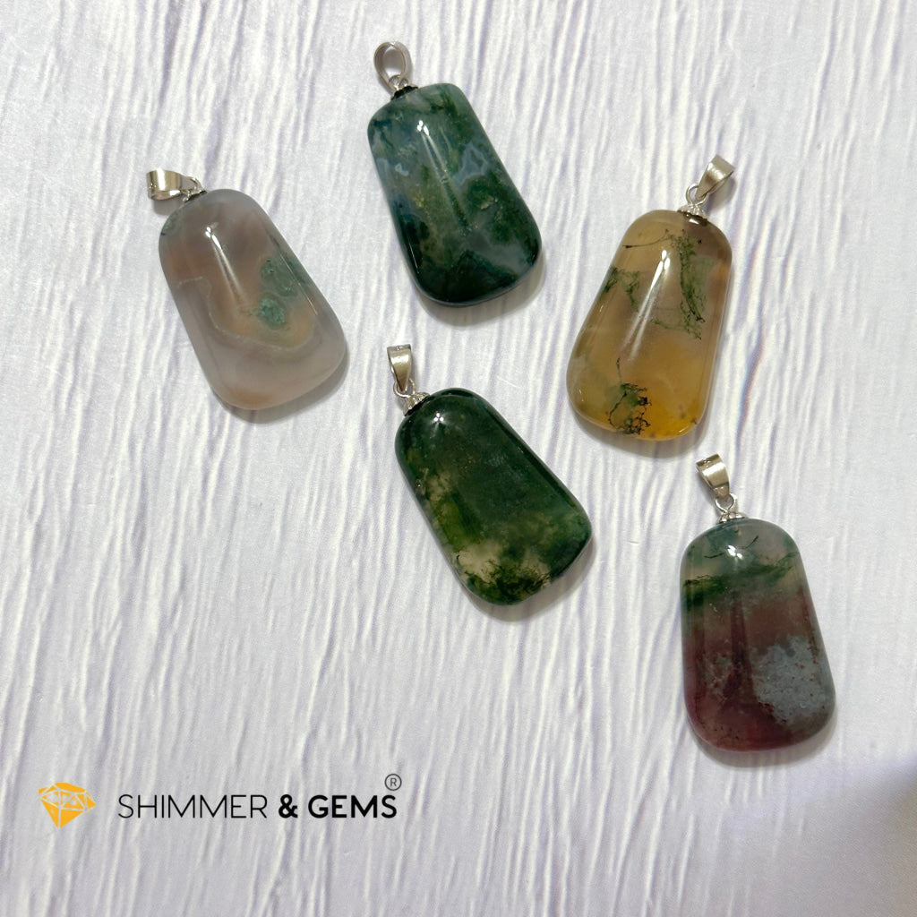 Enhydro Moss Agate Pendant 925 Silver (Rare!)