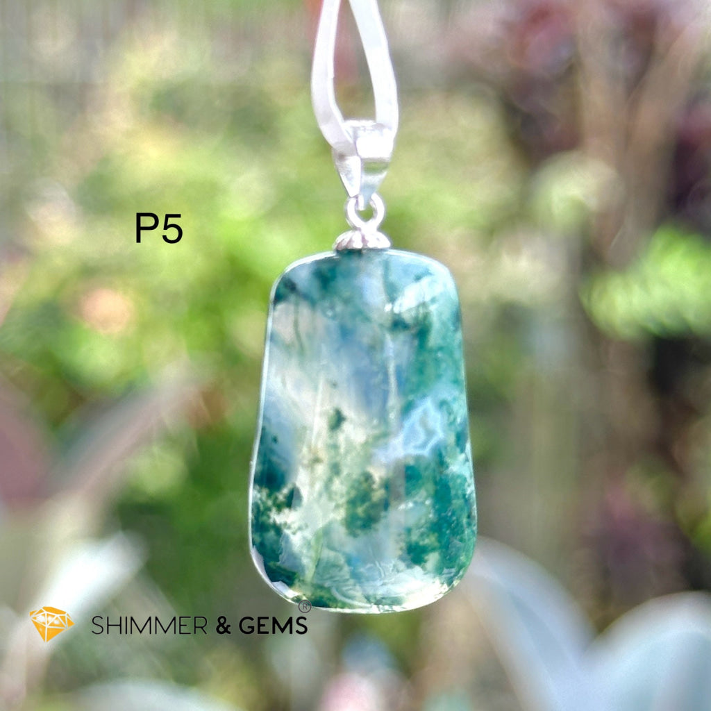 Enhydro Moss Agate Pendant 925 Silver (Rare!)