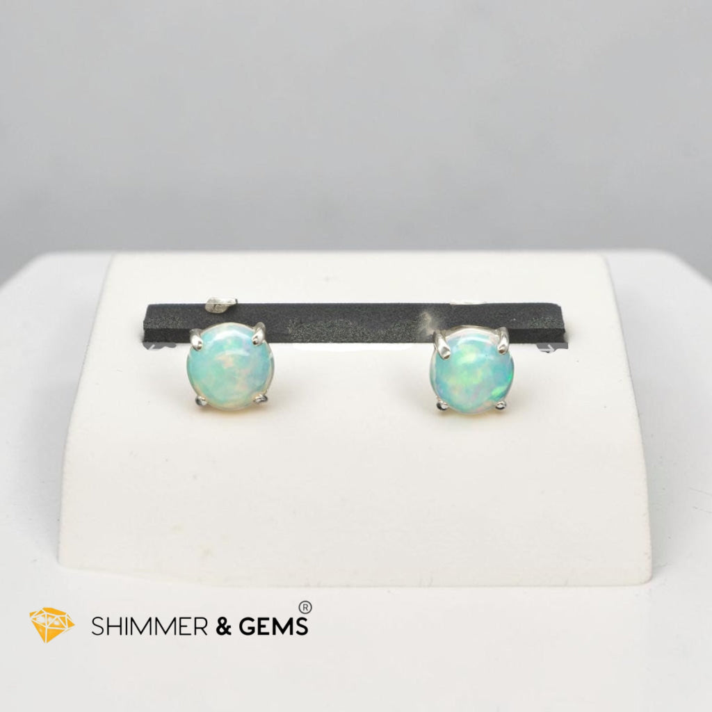 Ethiopian Opal 5mm Round 925 Silver Earrings AAAAA