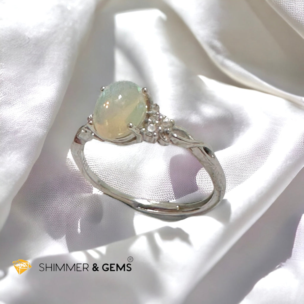 Ethiopian Opal Oval 925 Silver Adjustable Ring