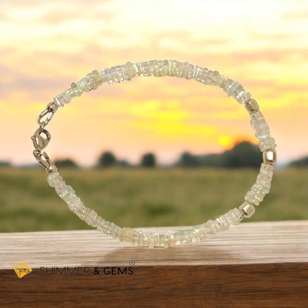 Ethiopian Opal Rondelle 3x4mm Bracelet with Gold-Filled Clasp and Beads (AAA Grade) Premium