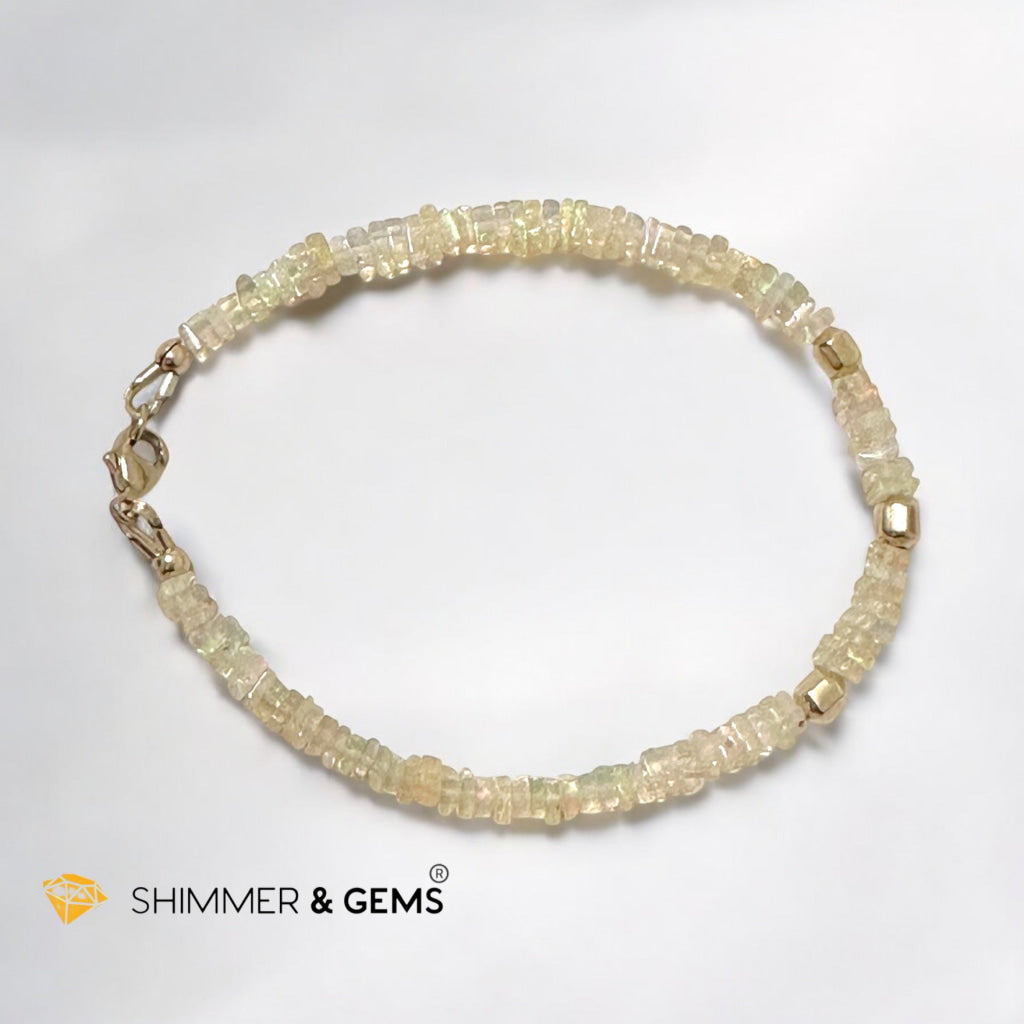 Ethiopian Opal Rondelle 3x4mm Bracelet with Gold-Filled Clasp and Beads (AAA Grade) Premium