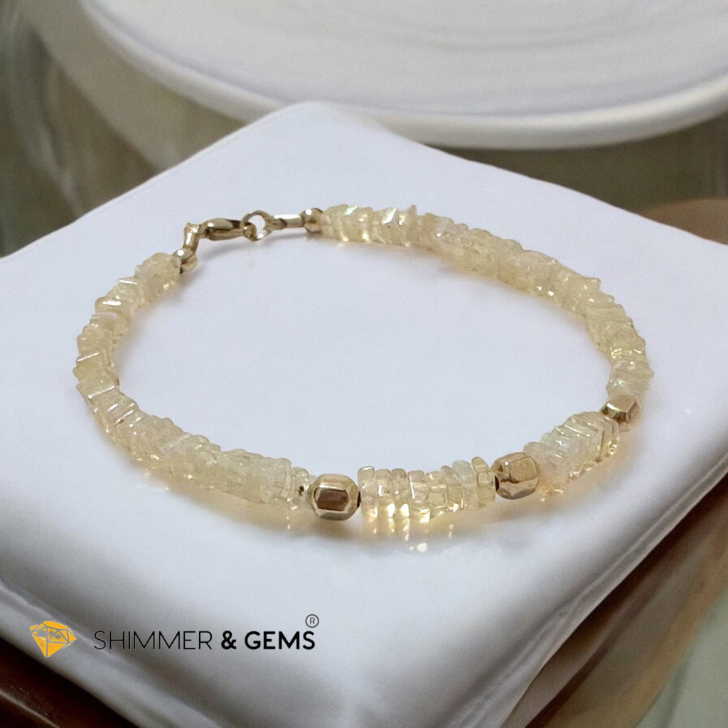 Ethiopian Opal Rondelle 3x4mm Bracelet with Gold-Filled Clasp and Beads (AAA Grade) Premium