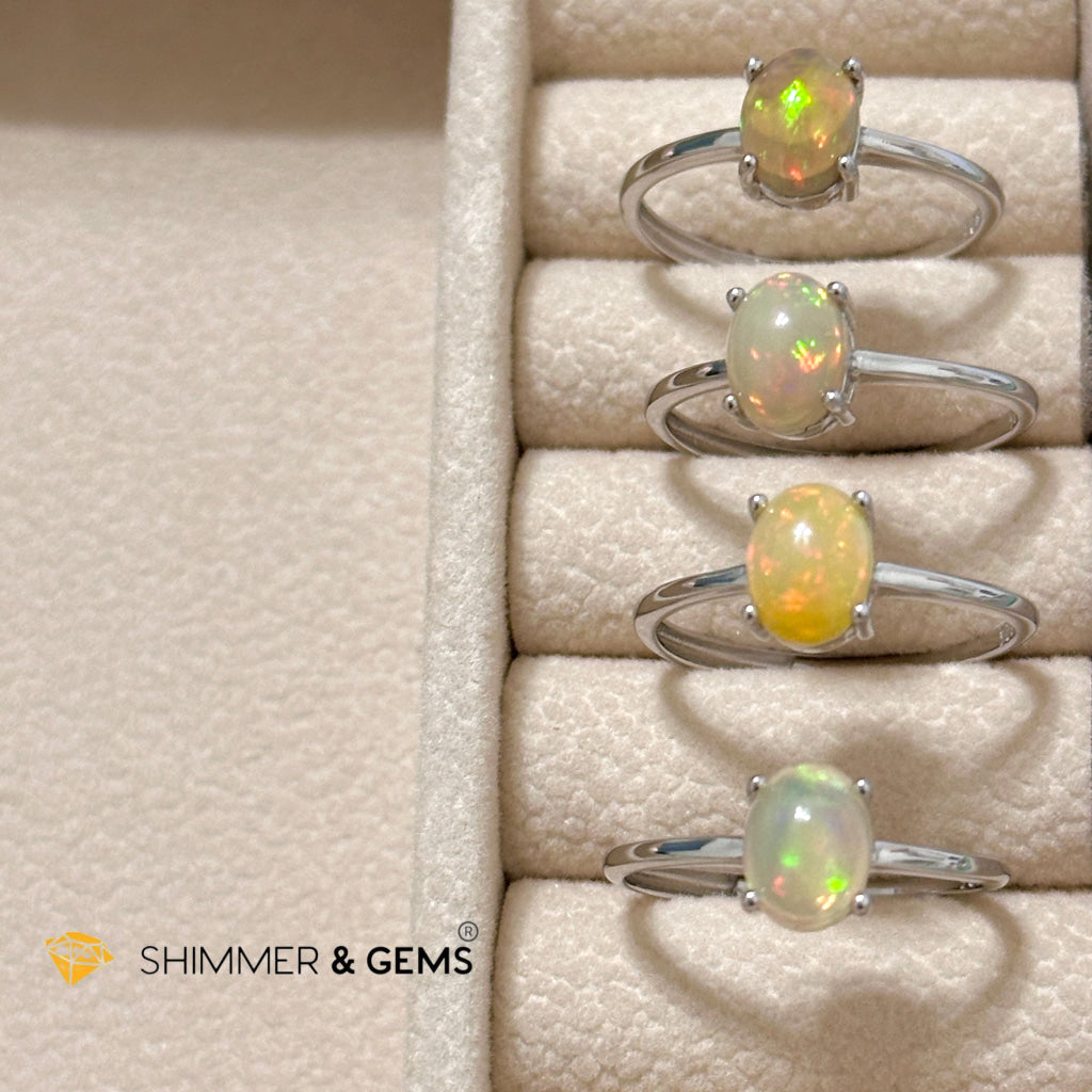 Ethiopian Yellow Opal 925 Silver Ring (Adjustable Size)
