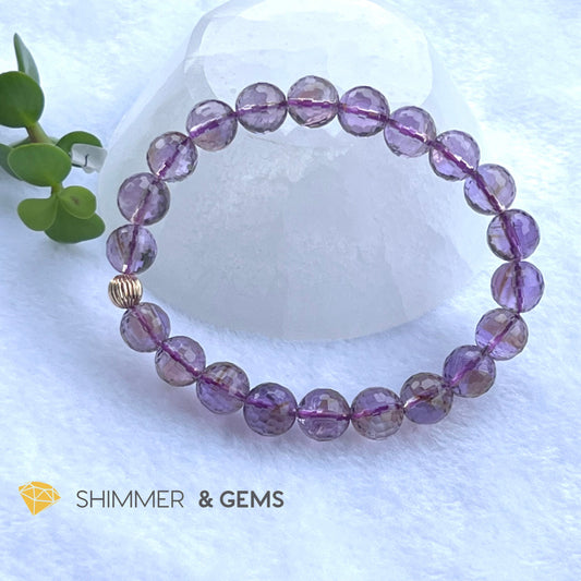 Faceted Lavender Amethyst 9Mm Healing Bracelet With 14K Gold Filled Bead (Aaa Grade) 5.5