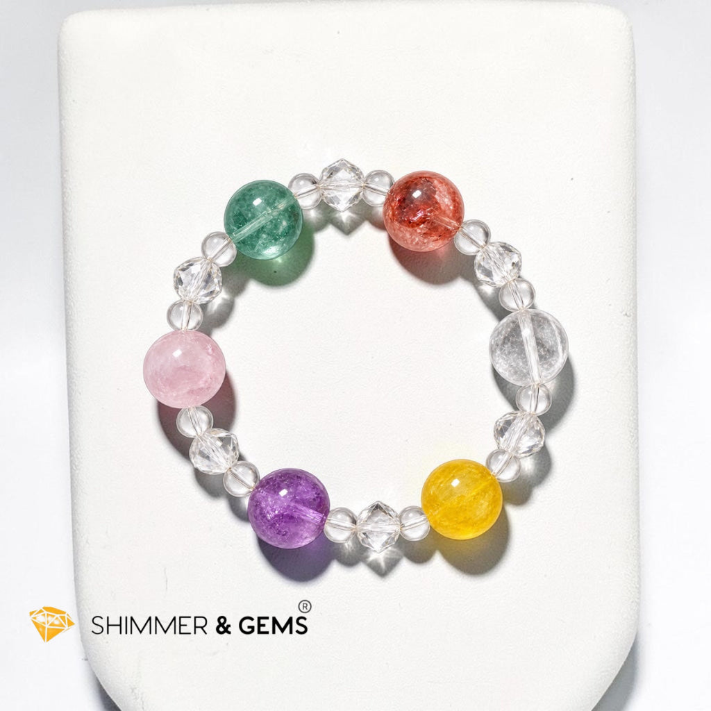 Feel Good Bracelet (Green & Yellow Fluorite, Kunzite, Tangerine & Clear Quartz, Amethyst)