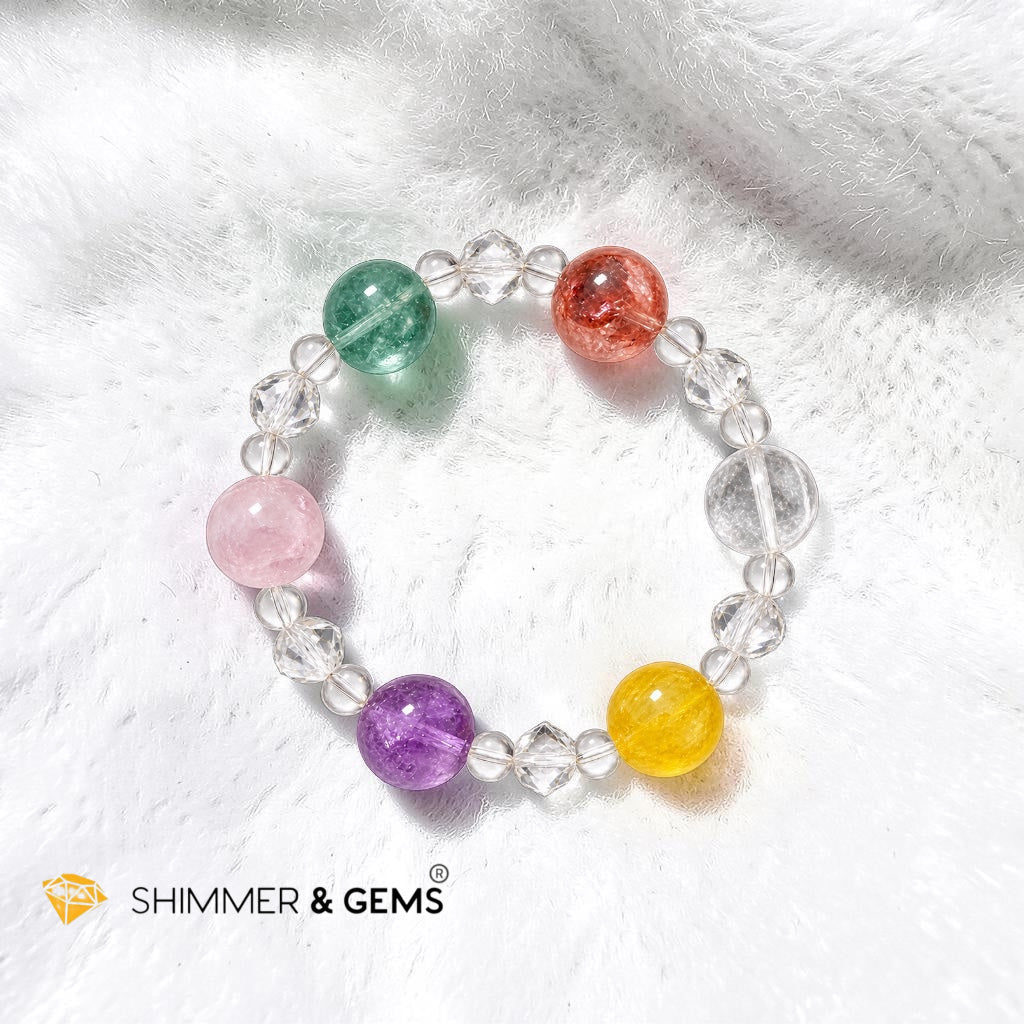 Feel Good Bracelet (Green & Yellow Fluorite, Kunzite, Tangerine & Clear Quartz, Amethyst)