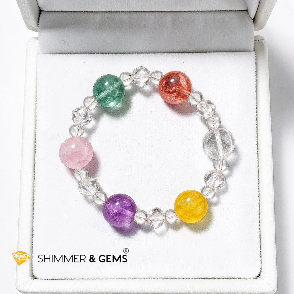 Feel Good Bracelet (Green & Yellow Fluorite, Kunzite, Tangerine & Clear Quartz, Amethyst)