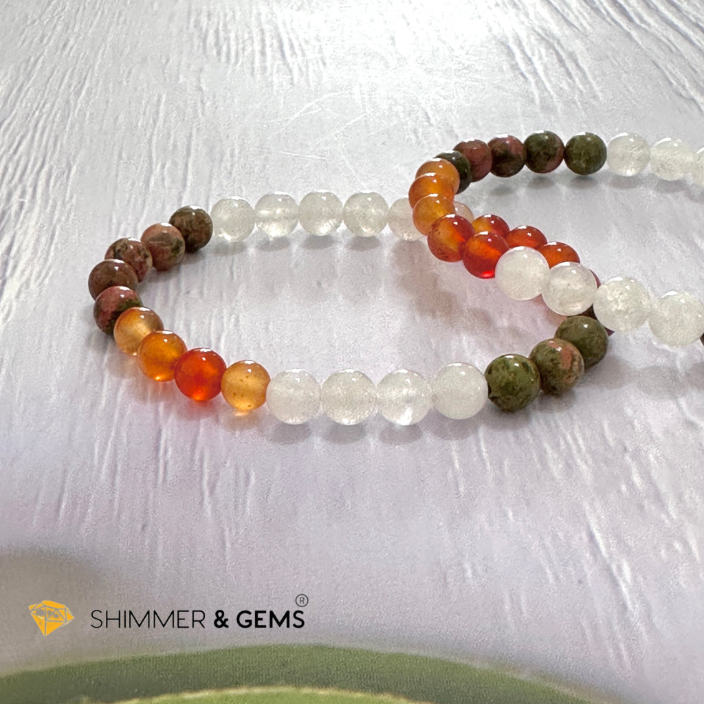 Fertility & Growth Remedy Bracelet (Moonstone, Unakite, Carnelian 6mm)