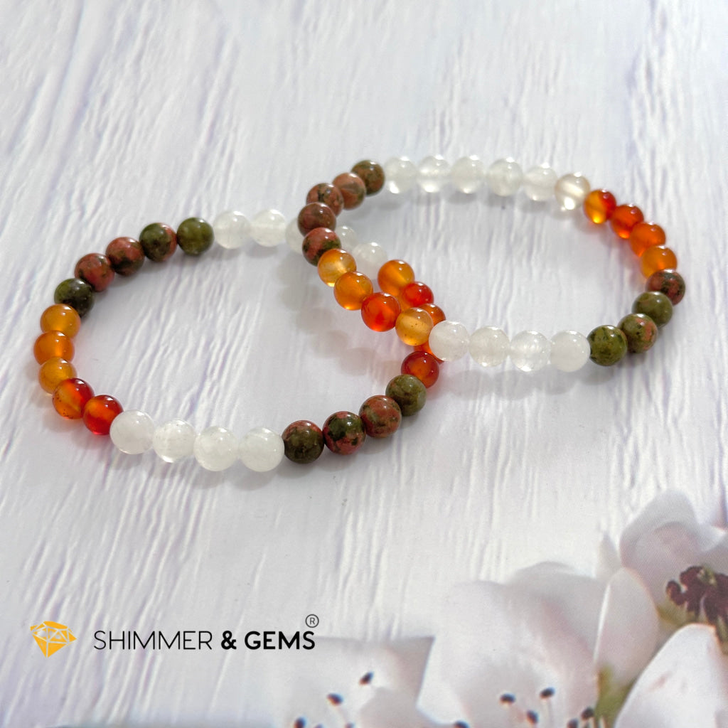 Fertility & Growth Remedy Bracelet (Moonstone, Unakite, Carnelian 6mm)