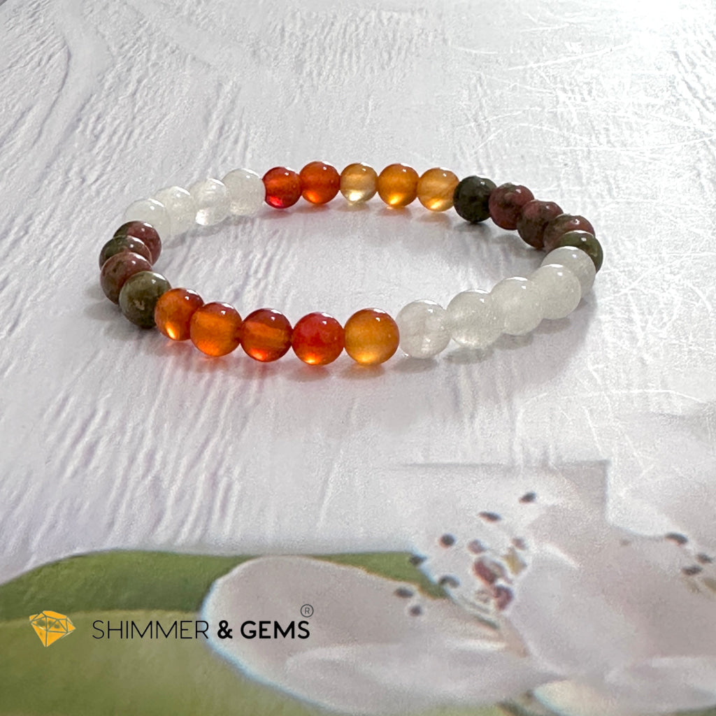Fertility & Growth Remedy Bracelet (Moonstone, Unakite, Carnelian 6mm)