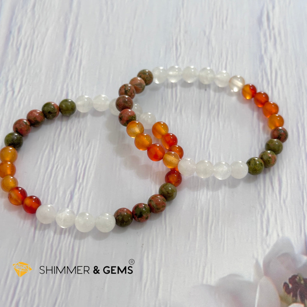 Fertility & Growth Remedy Bracelet (Moonstone, Unakite, Carnelian 6mm)