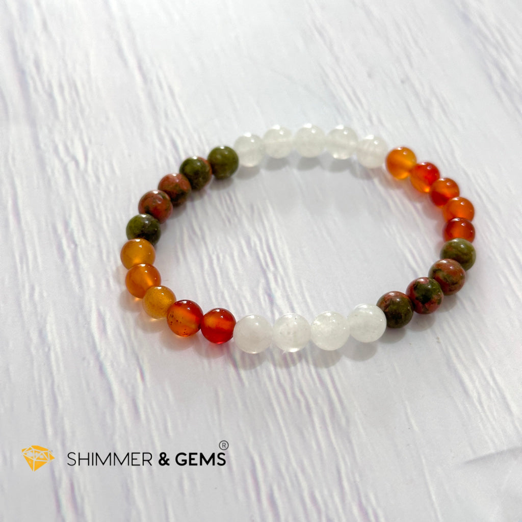 Fertility & Growth Remedy Bracelet (Moonstone, Unakite, Carnelian 6mm)