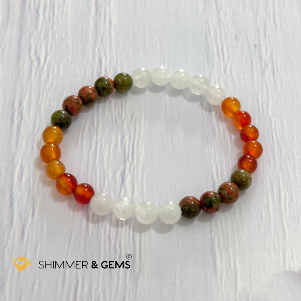 Fertility & Growth Remedy Bracelet (Moonstone, Unakite, Carnelian 6mm)