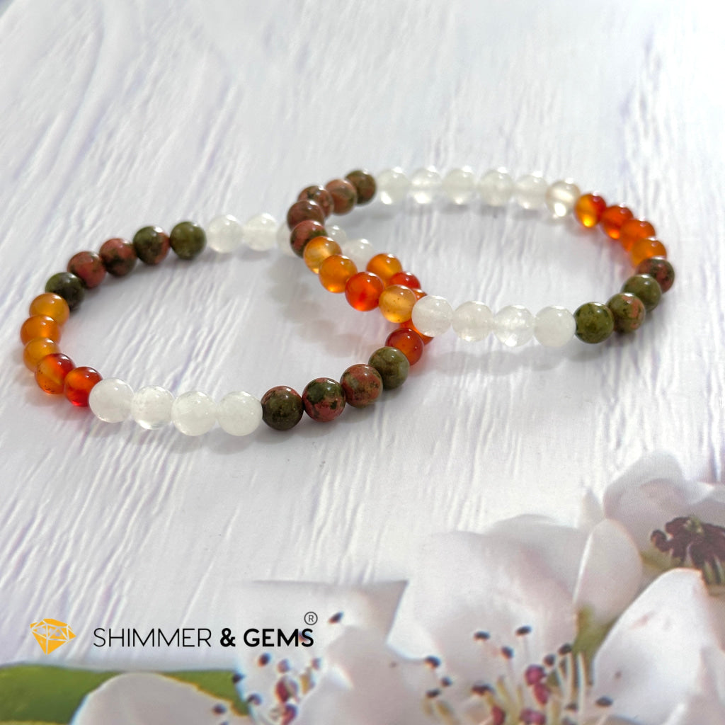 Fertility & Growth Remedy Bracelet (Moonstone, Unakite, Carnelian 6mm)