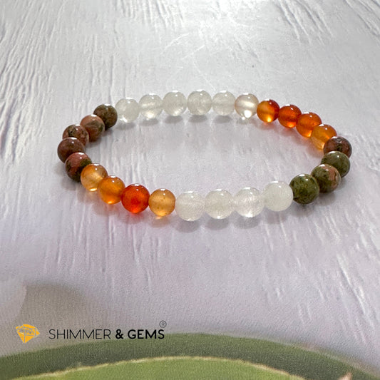 Fertility & Growth Remedy Bracelet (Moonstone, Unakite, Carnelian 6mm)