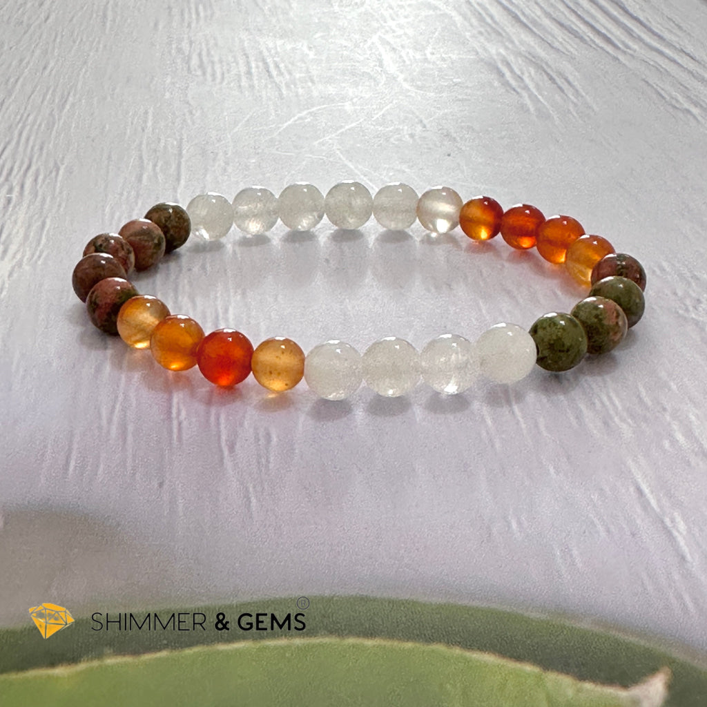 Fertility & Growth Remedy Bracelet (Moonstone, Unakite, Carnelian 6mm)