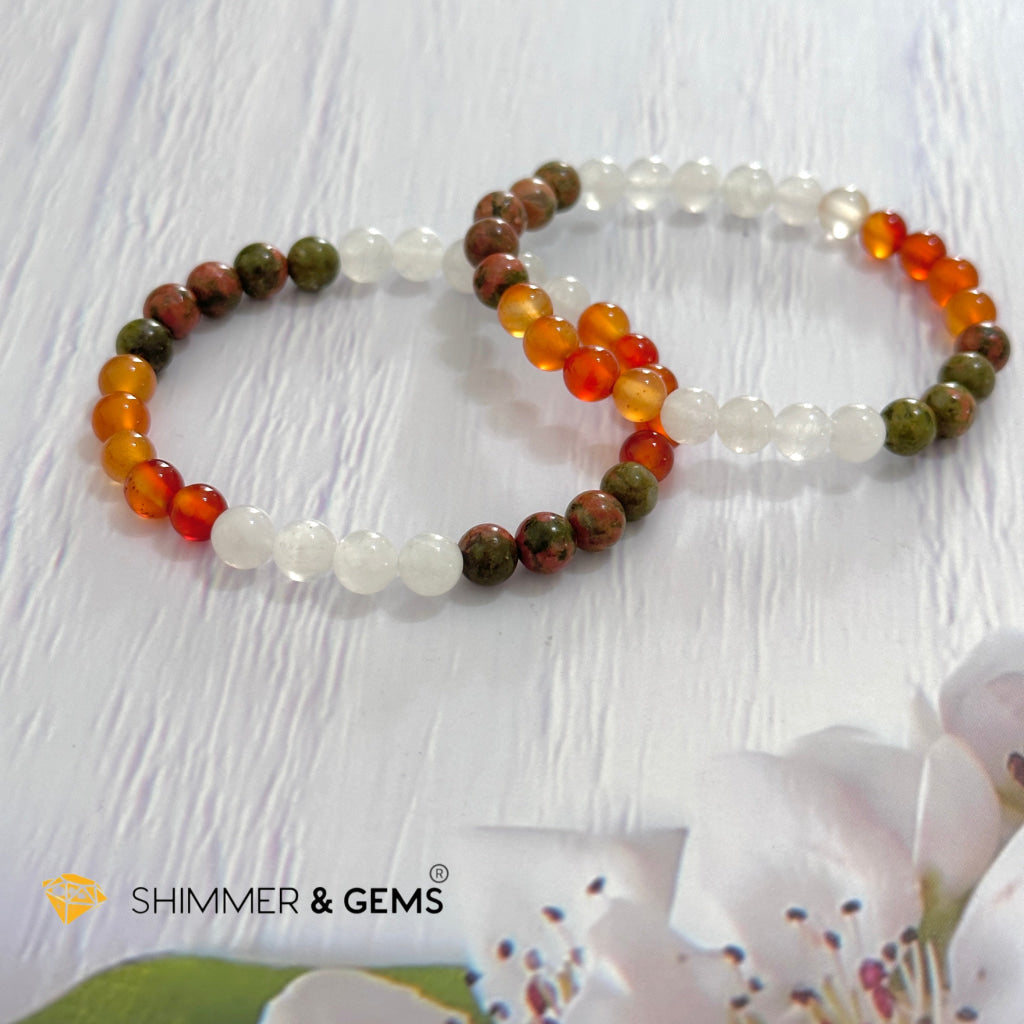 Fertility & Growth Remedy Bracelet (Moonstone, Unakite, Carnelian 6mm)