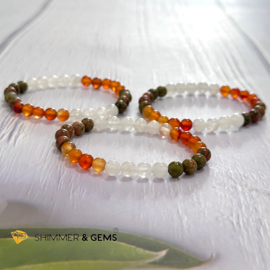 Fertility & Growth Remedy Bracelet (Moonstone, Unakite, Carnelian 6mm)