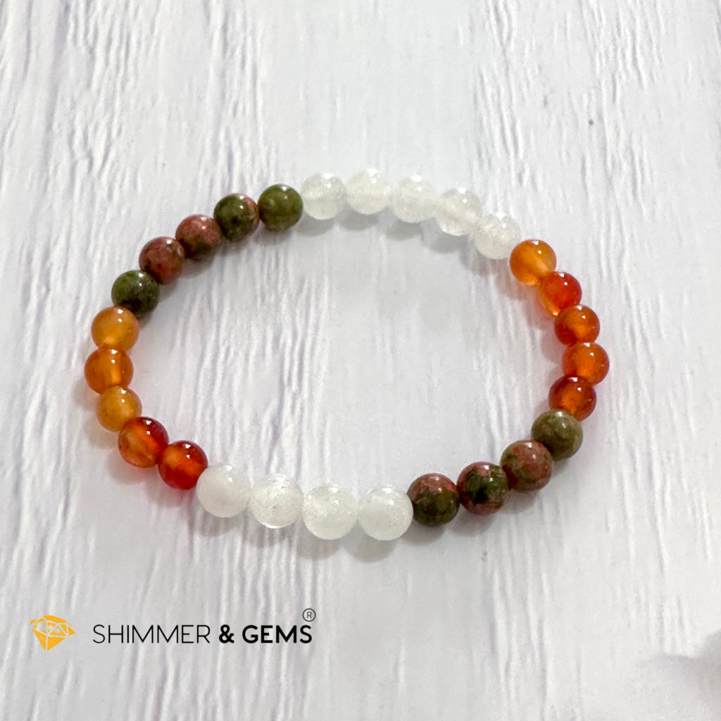Fertility & Growth Remedy Bracelet (Moonstone, Unakite, Carnelian 6mm)