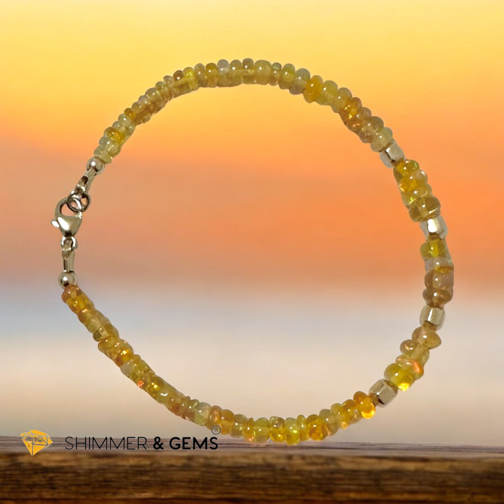 Fire Welo Ethiopian Opal Rondelle 3x5mm Bracelet with 14k Gold-Filled Clasp and Beads (AAA Grade)Premium