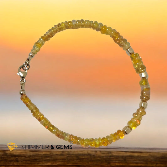 Fire Welo Ethiopian Opal Rondelle 3x5mm Bracelet with 14k Gold-Filled Clasp and Beads (AAA Grade)Premium