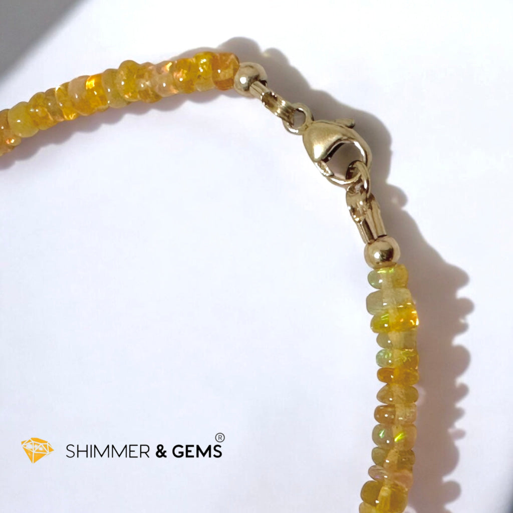 Fire Welo Ethiopian Opal Rondelle 3x5mm Bracelet with 14k Gold-Filled Clasp and Beads (AAA Grade)Premium