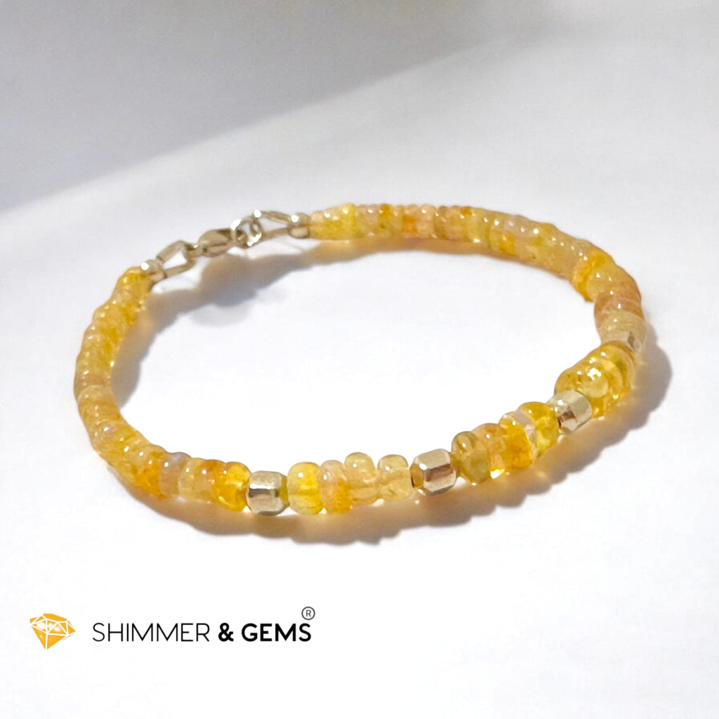 Fire Welo Ethiopian Opal Rondelle 3x5mm Bracelet with 14k Gold-Filled Clasp and Beads (AAA Grade)Premium