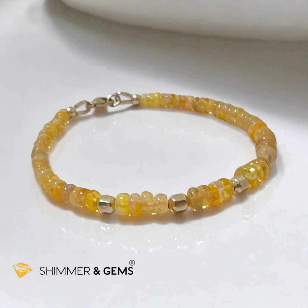 Fire Welo Ethiopian Opal Rondelle 3x5mm Bracelet with 14k Gold-Filled Clasp and Beads (AAA Grade)Premium