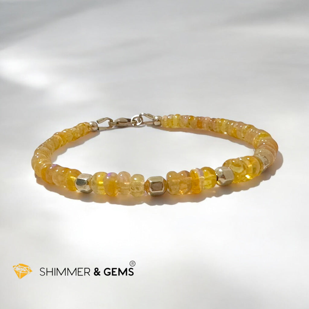Fire Welo Ethiopian Opal Rondelle 3x5mm Bracelet with 14k Gold-Filled Clasp and Beads (AAA Grade)Premium