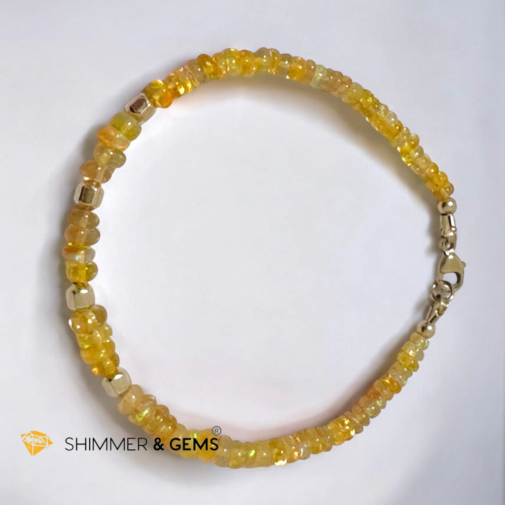 Fire Welo Ethiopian Opal Rondelle 3x5mm Bracelet with 14k Gold-Filled Clasp and Beads (AAA Grade)Premium