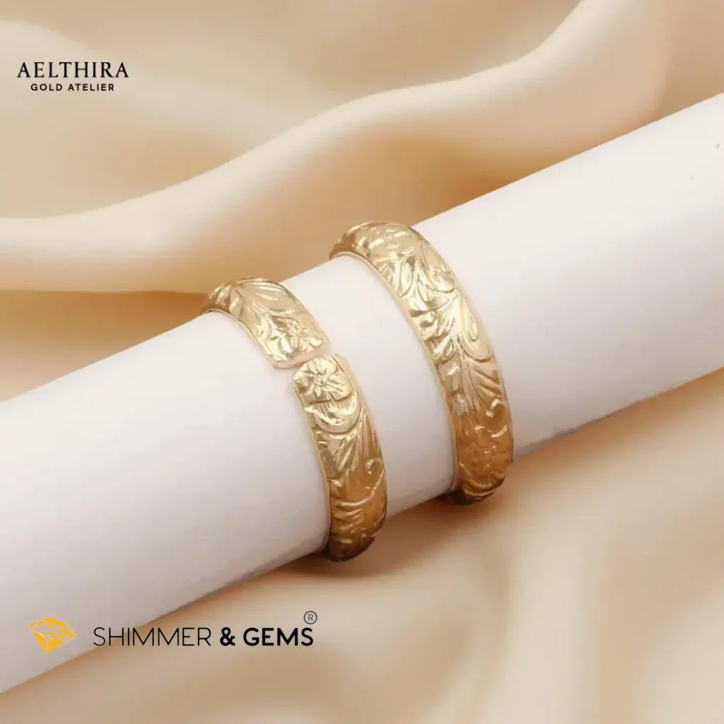 Floral Engraved 14K Gold Filled Ring (4mm Thick Adjustable) Adjustable US 6-8 Ring