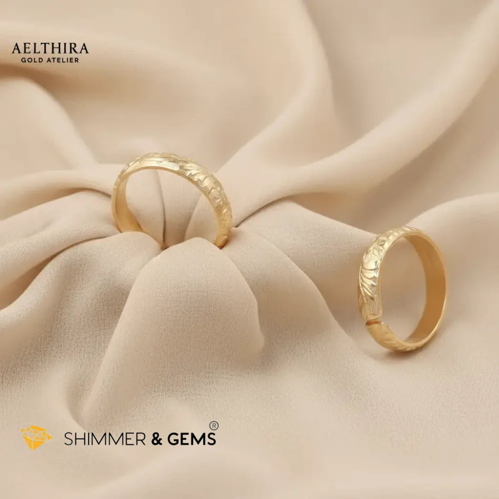 Floral Engraved 14K Gold Filled Ring (4mm Thick Adjustable) Adjustable US 6-8 Ring