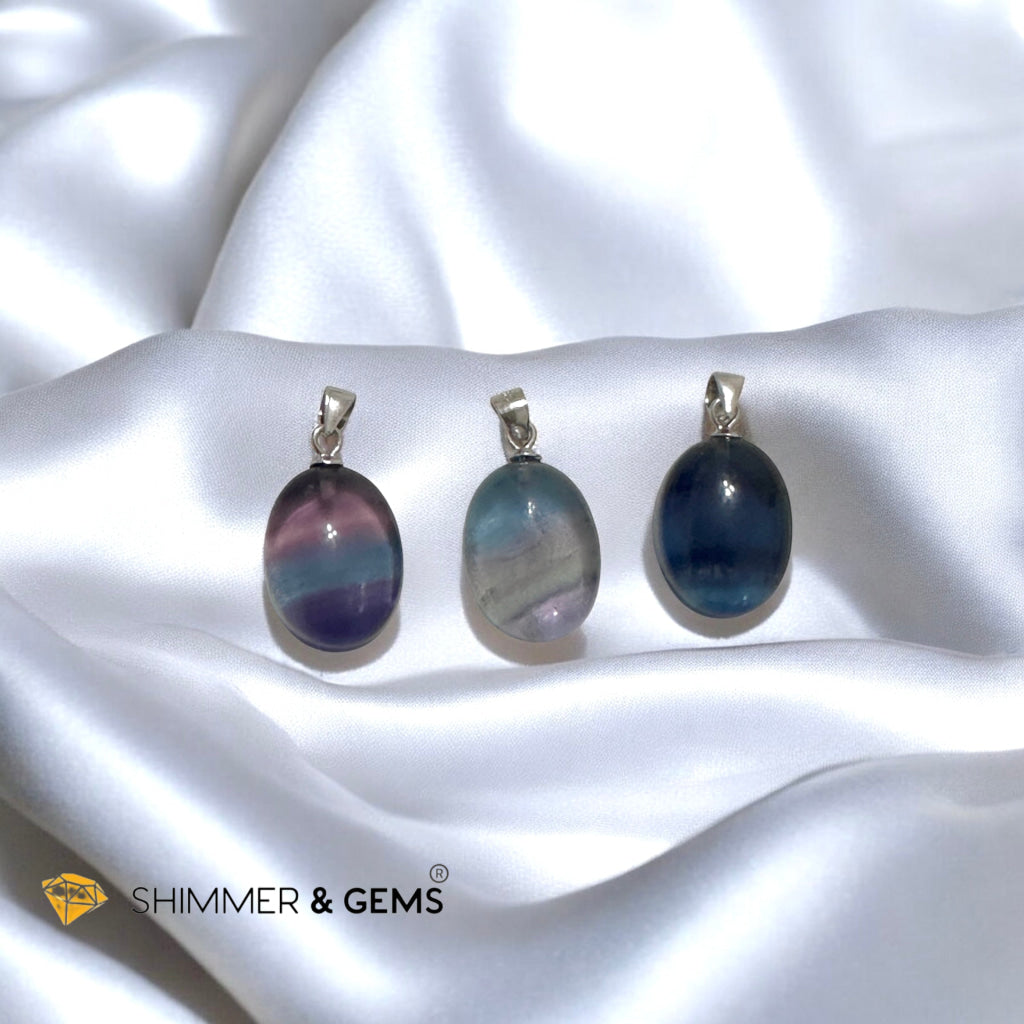 Fluorite Oval Pendant in 925 Silver- Flow in Life