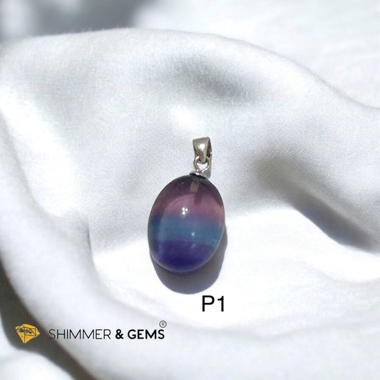 Fluorite Oval Pendant in 925 Silver- Flow in Life